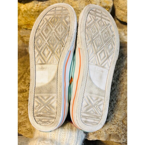 KITSON LA Hotter Than Caliente Aqua Orange Canvas Skater Slip On Shoes 39 or 8.5 - Picture 5 of 6